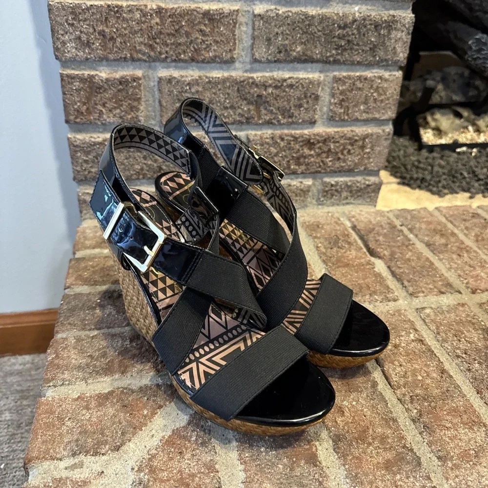 Women's Jessica Simpson‎ Catskill Wedges Black Size 8.5 #116
